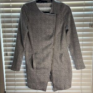 Banana Republic Gray Trench Coat Asymmetrical Zip Modern